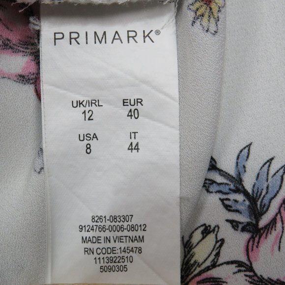 Primark* Women's Long Sleeve Button Down Curved Hem Floral Blouse~ Size 8 - Picture 4 of 8